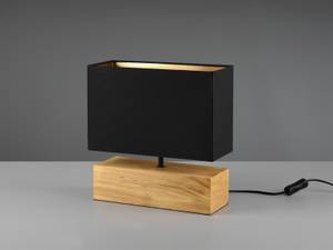 Tischlampe Holzfuß, Stoffschirm Schwarz Schwarz - Gold - Holz