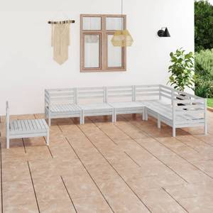 Garten-Lounge-Set Weiß - Massivholz - Holzart/Dekor - 64 x 63 x 64 cm