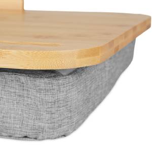 Graues Laptopkissen mit Bambusablage Braun - Grau - Bambus - Kunststoff - Textil - 51 x 8 x 36 cm