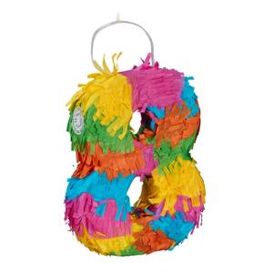 Mini pinata chiffre 8 Vert - Rose foncé - Jaune - Papier - 16 x 21 x 5 cm