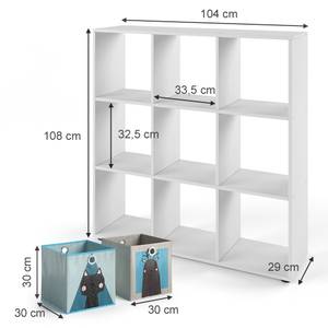 Raumteiler „Nove“ 9 Fächer Faltboxen Weiß - Holz teilmassiv - 107 x 107 x 29 cm