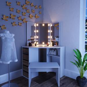 Eckschminktisch Arielle Sitzbank LED Eiche Sonoma Dekor - Weiß