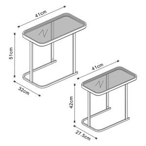 Set de 2 tables basses gigognes Laxå Noir - Verre - 32 x 51 x 41 cm