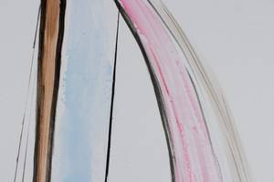 Acrylbild handgemalt Schwellende Segel Weiß - Massivholz - Textil - 100 x 75 x 4 cm