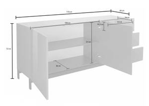 Kommode Louis Weiß - Holzwerkstoff - 170 x 48 x 40 cm