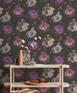 PintWalls II Tapete Blumen Schwarz - Braun - Grün - Violett - Kunststoff - Textil - 53 x 1005 x 1 cm