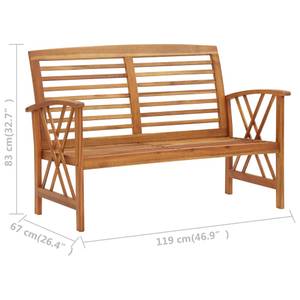 Salon de jardin (lot de 3) 3004236-1 Marron - Bois massif - Bois/Imitation - 50 x 43 x 102 cm