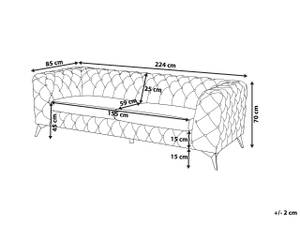 3-Sitzer Sofa SOTRA Burgunderrot - Rot - Silber