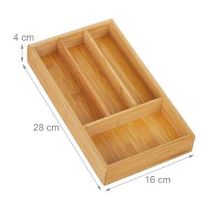 Schubladenorganizer mit 4 Fächern Braun - Bambus - Holzwerkstoff - 28 x 4 x 16 cm