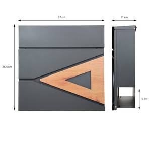 Standbriefkasten VANDONCOURT Set Grau - Metall - 20 x 157 x 92 cm