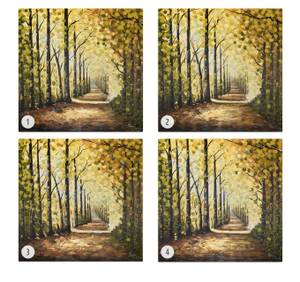 Acrylbild handgemalt Wege des Waldes Braun - Grün - Massivholz - Textil - 80 x 80 x 4 cm