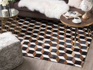 Tapis patchwork ALPKOY Noir - Marron - Blanc - Largeur : 200 cm