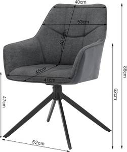 Esszimmerstuhl drehbar Geraldine(2erSet) Dunkelgrau - Grau - 2er Set