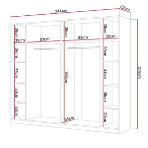 LINA 244 Schwebetürenschrank Schwarz - Breite: 244 cm