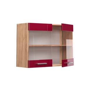 Küchenschrank Glas R-Line 37146 Hochglanz Bordeaux - Sonoma Eiche Trüffel Dekor - Breite: 80 cm