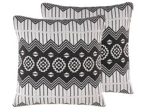 Coussin décoratif CARDAK Noir - Blanc - Fibres naturelles - 45 x 12 x 45 cm