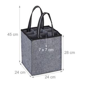 Flaschentasche für 9 Flaschen Filz Schwarz - Grau - Textil - 24 x 45 x 24 cm