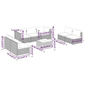 Garten-Lounge-Set (8-teilig) 3013635-2 Braun - Weiß - Metall - Polyrattan - 60 x 30 x 60 cm