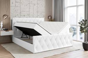 Boxspringbett - AMAY Hochglanz Weiß - Breite: 140 cm - H4