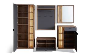 Garderobe Liam 201 (5-teilig) Grau - Holzwerkstoff - Holzart/Dekor - 258 x 199 x 37 cm