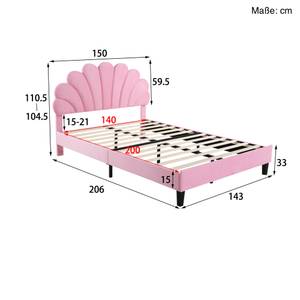 Jugendbett Ida Pink - Breite: 150 cm