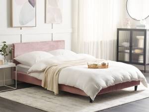 Lit double FITOU Chêne foncé - Rose foncé - Largeur : 170 cm