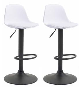 Tabouret de bar Kiel Lot de 2 Blanc - Noir