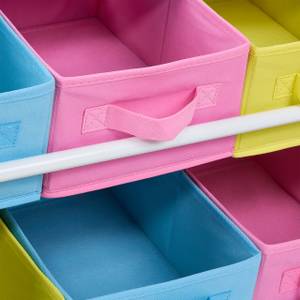 Kinderregal mit Boxen Pink - Weiß - Gelb - Holzwerkstoff - Metall - Textil - 63 x 74 x 31 cm