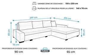 Ecksofa DARCELLE Grau - Weiß