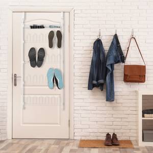 Range-chaussures portes pour 12 paires Blanc - Métal - Matière plastique - 60 x 144 x 19 cm