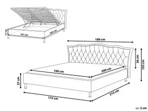 Doppelbett METZ Grau - Hellgrau - Silber - 192 x 103 x 215 cm