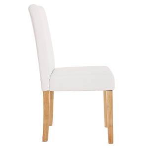 Chaise Littau simlicuir lot de 6 Blanc - Marron - Cuir synthétique - En partie en bois massif