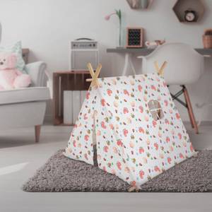 Tente enfant en tissu 105 cm little world rose et blanc