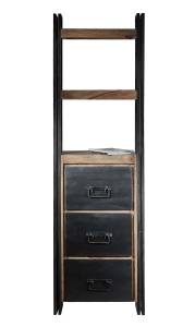 PANAMA Regal Schwarz - Braun - Metall - Massivholz - Holzart/Dekor - 60 x 200 x 40 cm