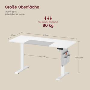 Schreibtisch Booker Schneeweiß - Tiefe: 140 cm