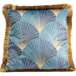 Coussin à franges rétro Bleu - Textile - 45 x 45 x 12 cm