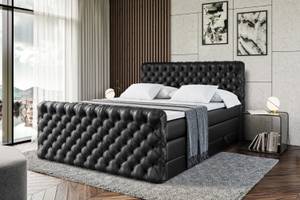 Boxspringbett BOXI8-Z KING Hochglanz Schwarz - Breite: 180 cm