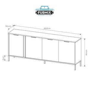 Kommode LARSONS Grau - Holzwerkstoff - 202 x 81 x 40 cm