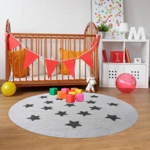 Tapis enfant ETOILE Blanc - 140 x 140 cm