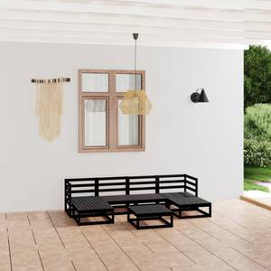 Salon de jardin (lot de 7) 3009735-1 Noir - Bois massif - Bois/Imitation - 70 x 30 x 70 cm