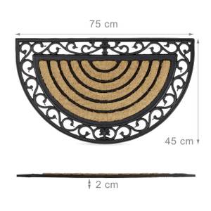 Paillasson fibres de coco demi rond Noir - Marron - Fibres naturelles - Matière plastique - 75 x 2 x 45 cm