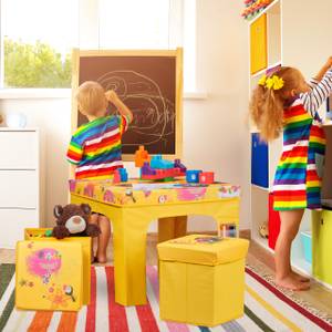 Sitzgruppe Kinder Pink - Weiß - Gelb - Holzwerkstoff - Textil - 60 x 48 x 60 cm