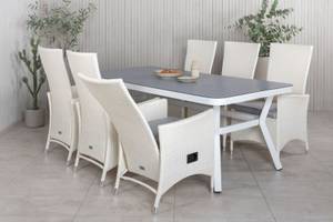 Gartenmöbel-Set Virya (7-teilig) Weiß - Rattan - 100 x 74 x 200 cm