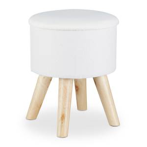 Tabouret avec rangement Marron - Blanc - Bois manufacturé - Textile - 32 x 36 x 32 cm