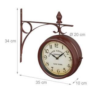 Horloge murale au design marron Noir - Marron - Blanc - Verre - Métal - 35 x 34 x 10 cm