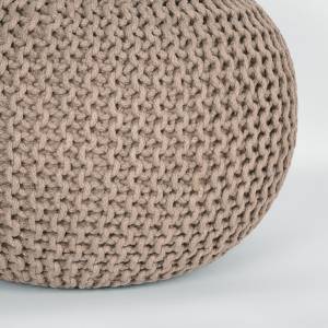 Pouf Knitted Beige - Textil - 50 x 35 x 50 cm