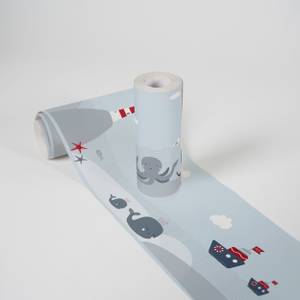 Bordüre Selbstklebend Nordsee Blau - Grau - Rot - Weiß - Kunststoff - 53 x 1005 x 1 cm