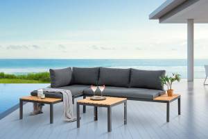 Gartentisch ORLANDO LOUNGE Braun - Metall - Kunststoff - 60 x 42 x 60 cm