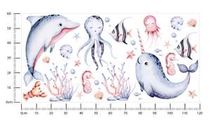 Aufkleber Meerestiere Muscheln Aquarell 120 x 60 x 60 cm