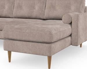 Esme Schlafsofa mit Chaiselongue Beige - Braun - Holzwerkstoff - Massivholz - Textil - Holzart/Dekor - Holz teilmassiv - 232 x 86 x 160 cm